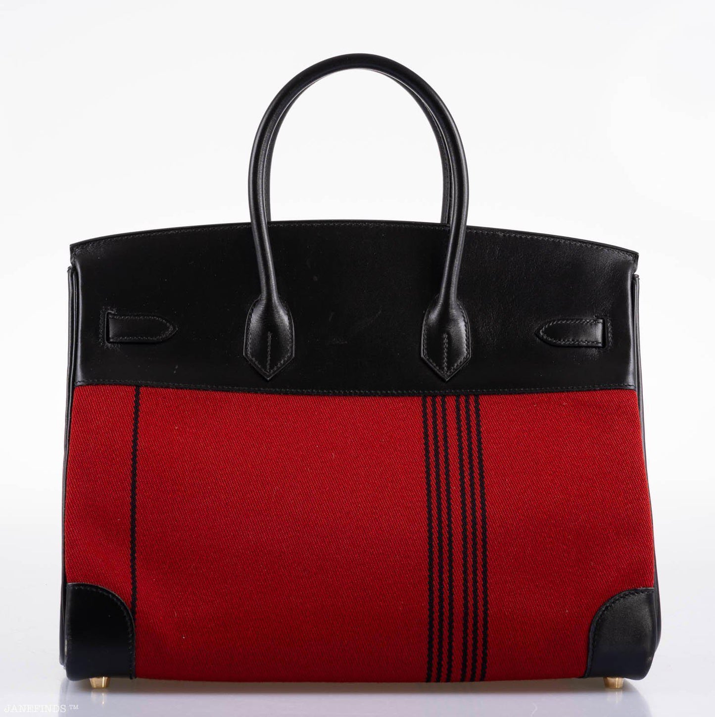 Hermes Birkin 35 Red Potamos Canvas & Black Box with Gold Hardware - 2006, J Square