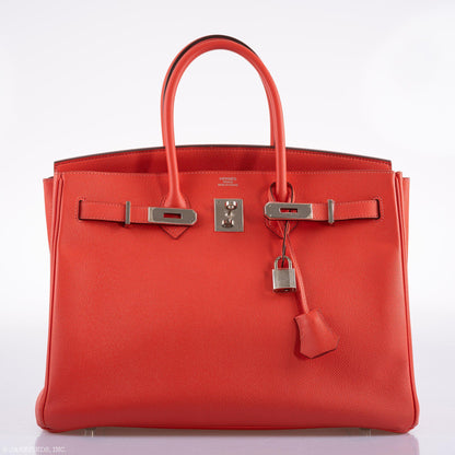 Hermes Birkin 35 Rose Jaipur Epsom Palladium Hardware - 2015, T