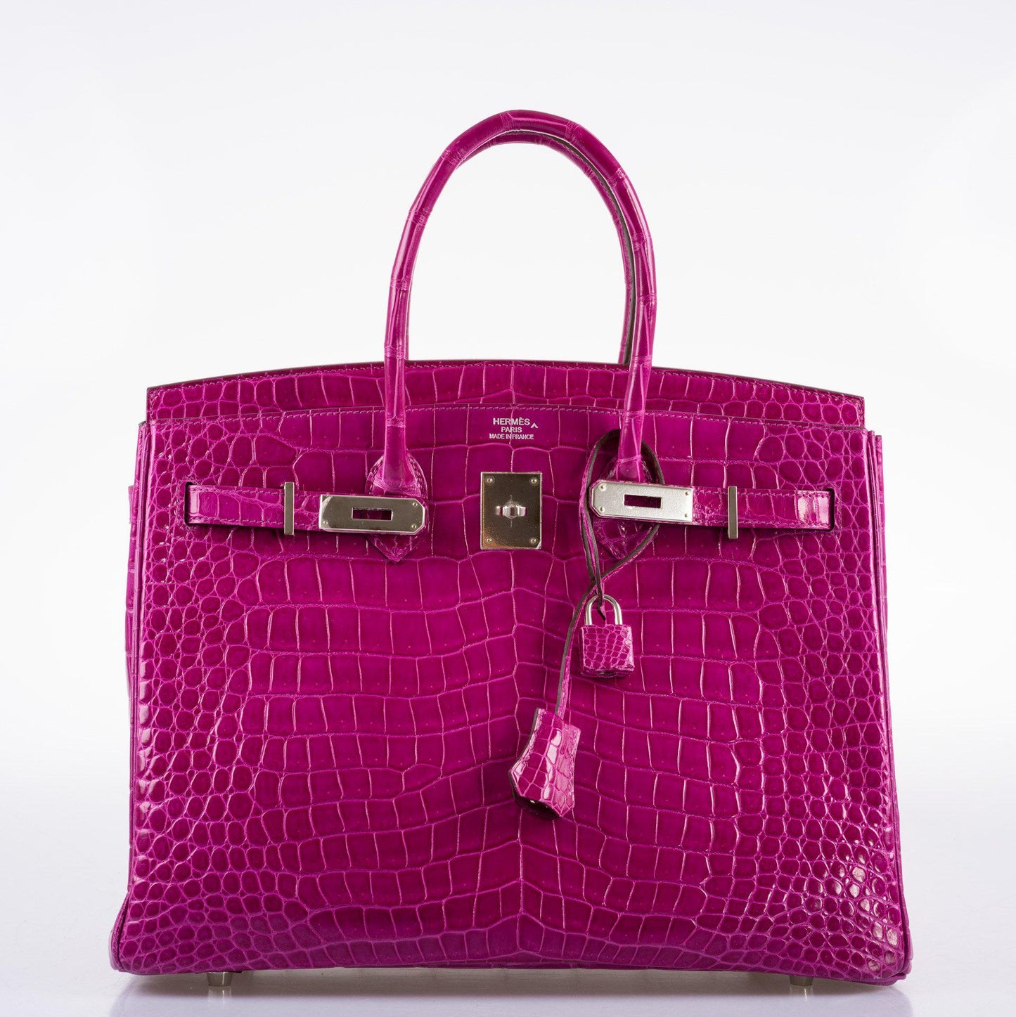 Hermes Birkin 35 Rose Scheherazade Shiny Porosus Crocodile Palladium Hardware - 2013, Q Square