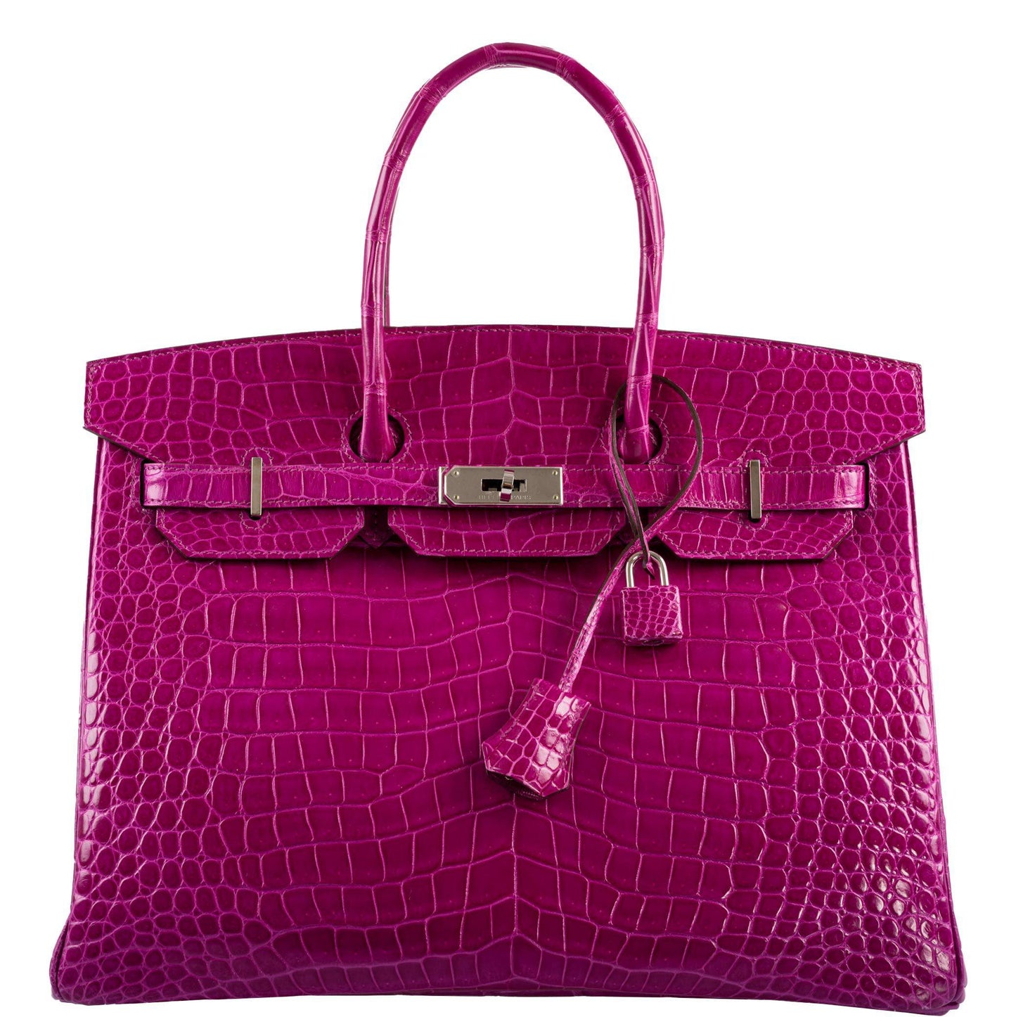 Hermes Birkin 35 Rose Scheherazade Shiny Porosus Crocodile Palladium Hardware - 2013, Q Square