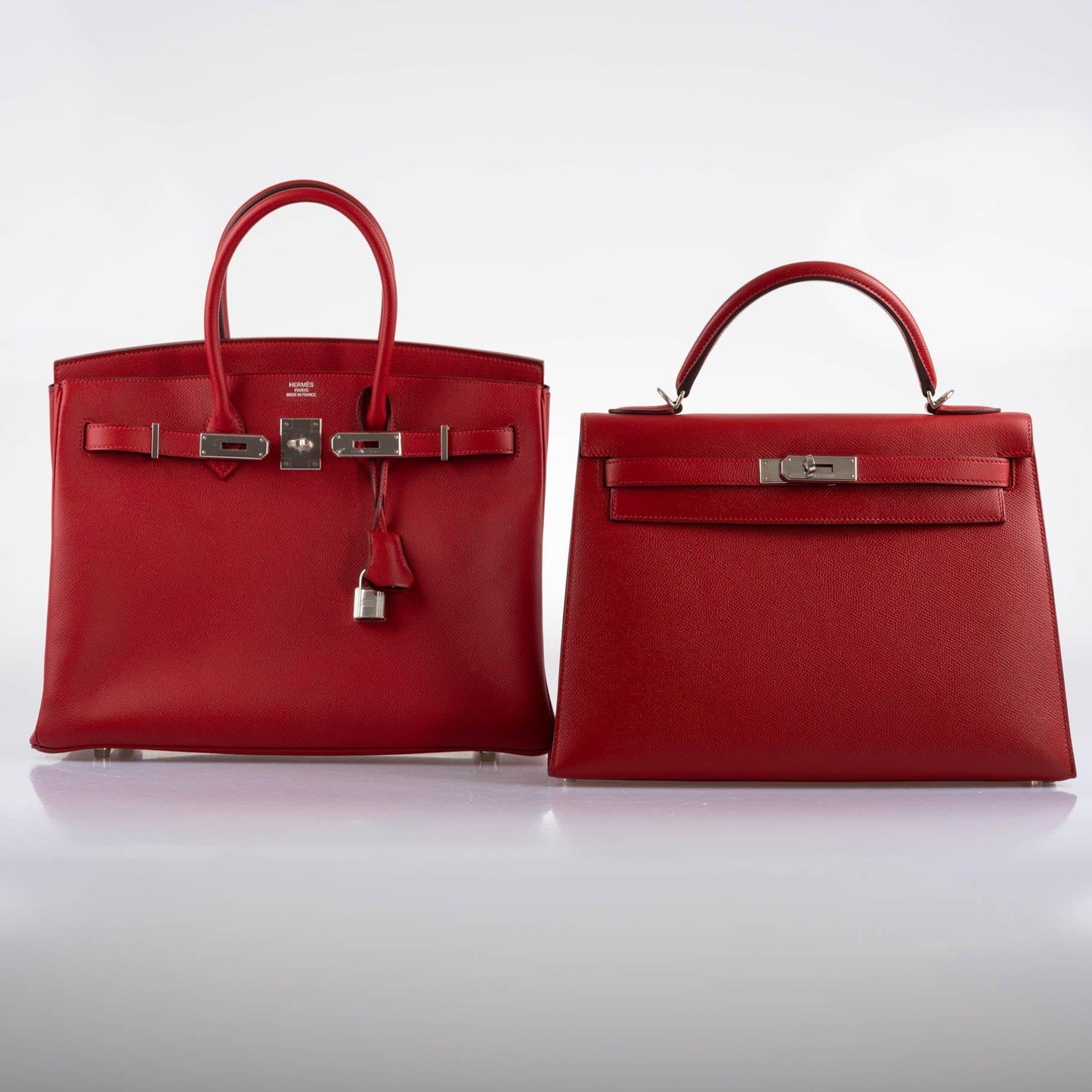 Hermes Birkin 35 Rouge Vif Epsom with Palladium Hardware - 2013, Q Square