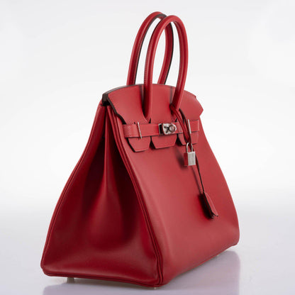 Hermes Birkin 35 Rouge Vif Epsom with Palladium Hardware - 2013, Q Square