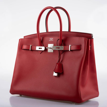 Hermes Birkin 35 Rouge Vif Epsom with Palladium Hardware - 2013, Q Square