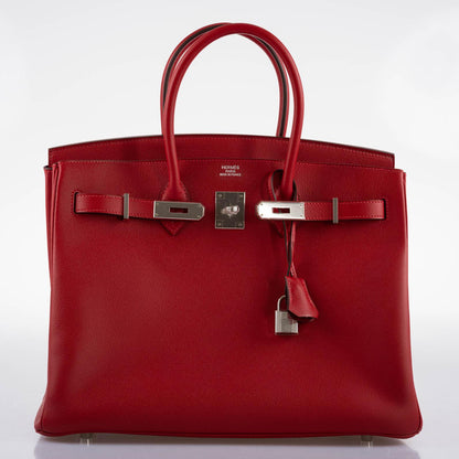 Hermes Birkin 35 Rouge Vif Epsom with Palladium Hardware - 2013, Q Square