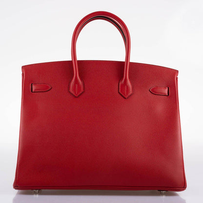 Hermes Birkin 35 Rouge Vif Epsom with Palladium Hardware - 2013, Q Square