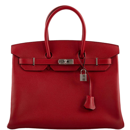 Hermes Birkin 35 Rouge Vif Epsom with Palladium Hardware - 2013, Q Square