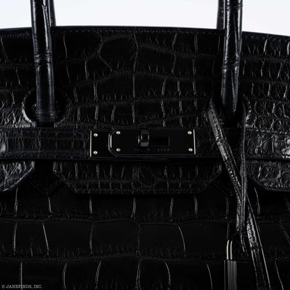 Hermes Birkin 35 SO BLACK Matte Alligator PVD Hardware - 2011, O Square