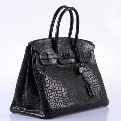 Hermes Birkin 35 SO BLACK Matte Alligator PVD Hardware - 2011, O Square