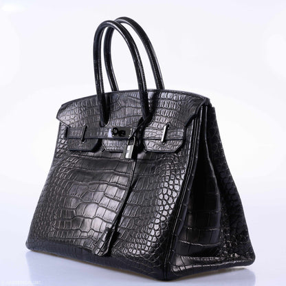 Hermes Birkin 35 SO BLACK Matte Alligator PVD Hardware - 2011, O Square