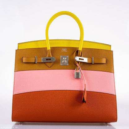 Hermes Birkin 35 Sellier "Sunrise" Rainbow Epsom Palladium Hardware - 2020, Y