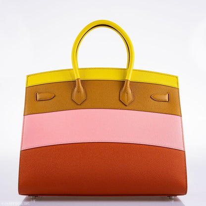 Hermes Birkin 35 Sellier "Sunrise" Rainbow Epsom Palladium Hardware - 2020, Y