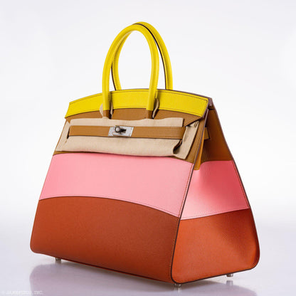 Hermes Birkin 35 Sellier "Sunrise" Rainbow Epsom Palladium Hardware - 2020, Y