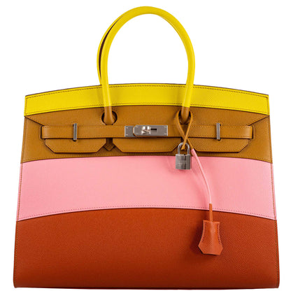 Hermes Birkin 35 Sellier "Sunrise" Rainbow Epsom Palladium Hardware - 2020, Y