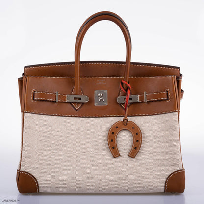 Hermes Birkin 35 Toile & Barenia with Palladium Hardware - 2009, M Square