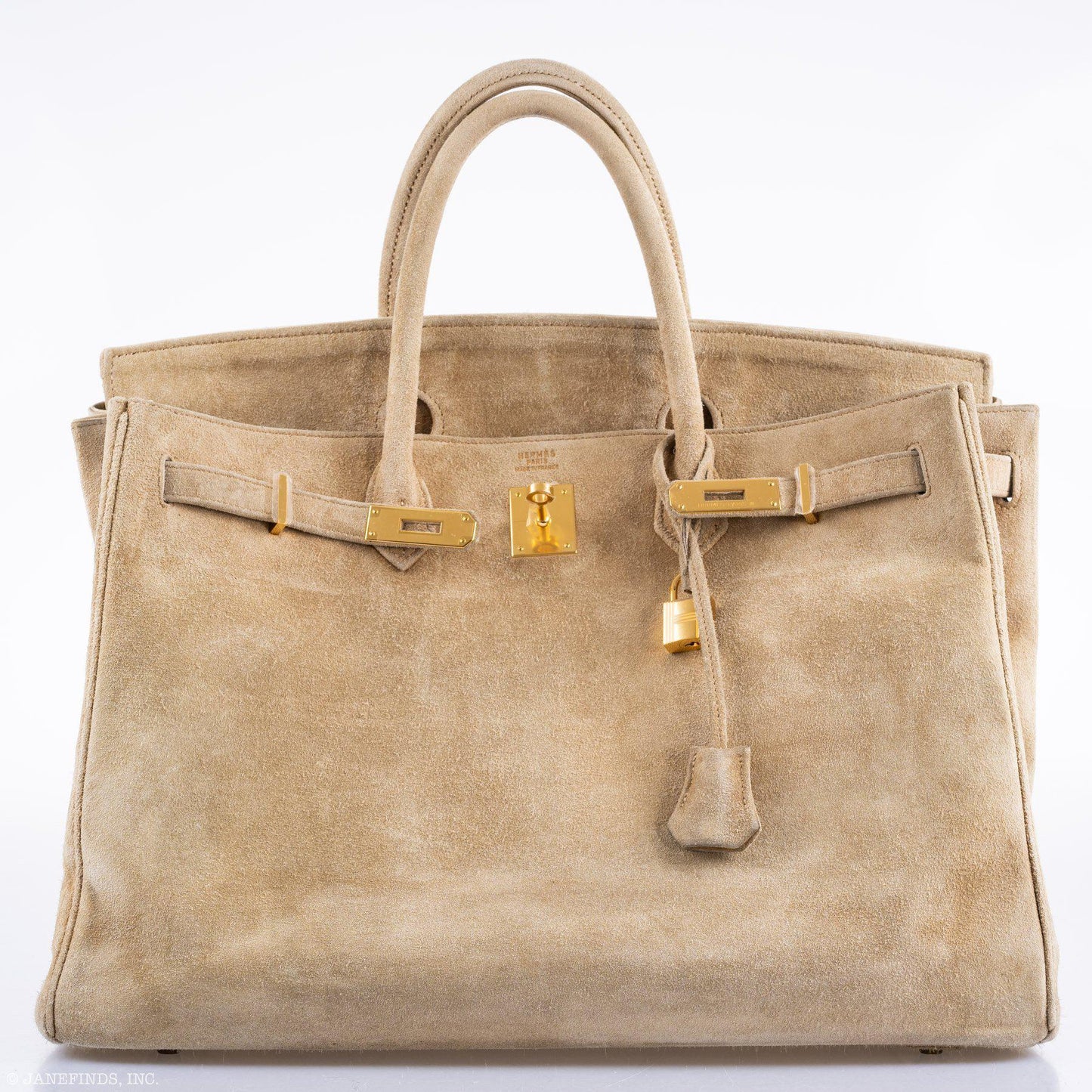 Hermes Birkin 40 Beige Veau Doblis Suede with Gold Hardware - 1986, P Circle