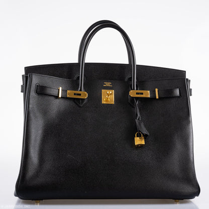 Hermes Birkin 40 Black Epsom Leather Gold Hardware - 2011, Square O