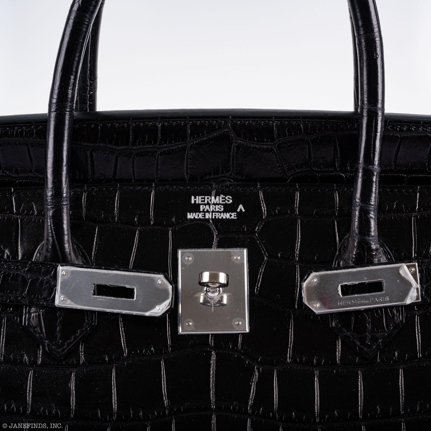 Hermes Birkin 40 Black Matte Porosus Crocodile Palladium Hardware