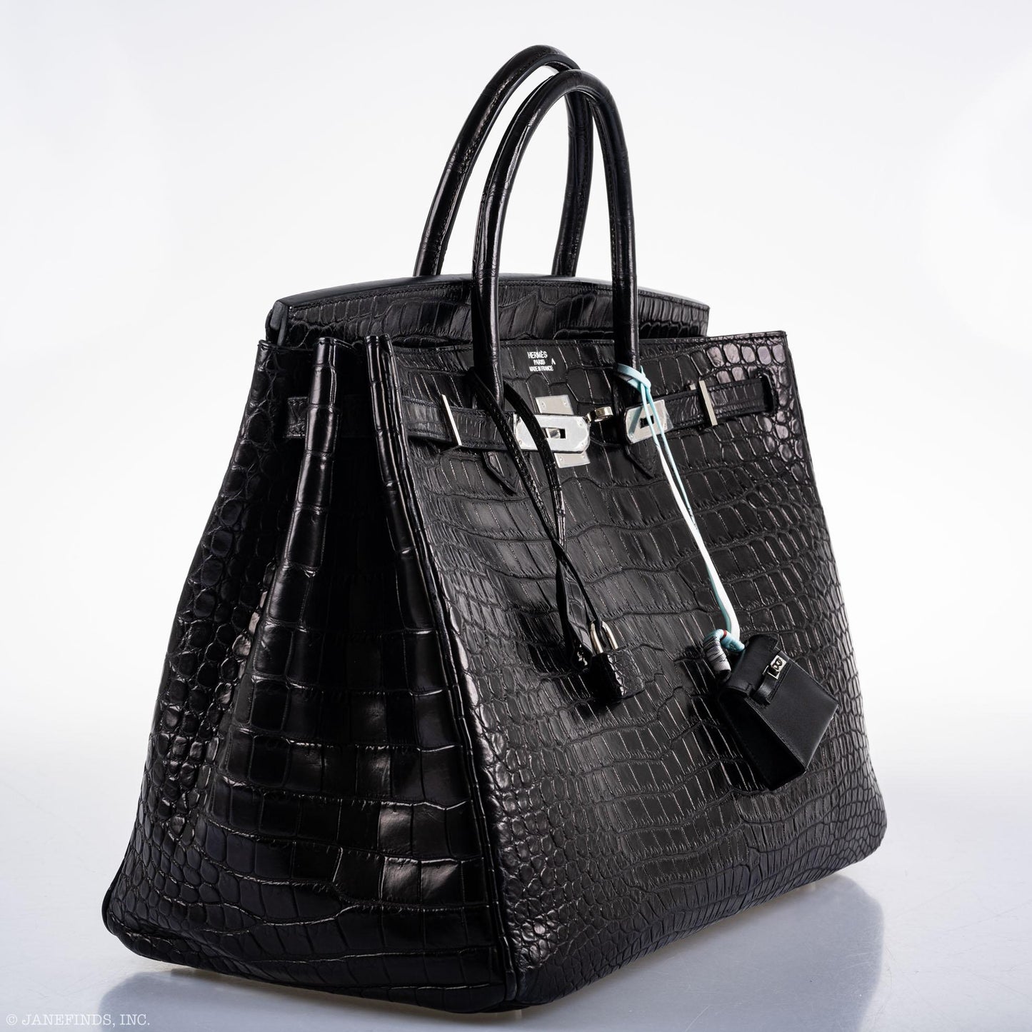 Hermes Birkin 40 Black Matte Porosus Crocodile Palladium Hardware