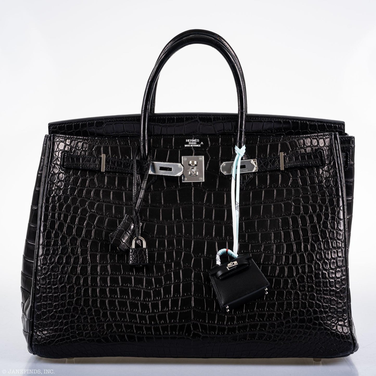 Hermes Birkin 40 Black Matte Porosus Crocodile Palladium Hardware