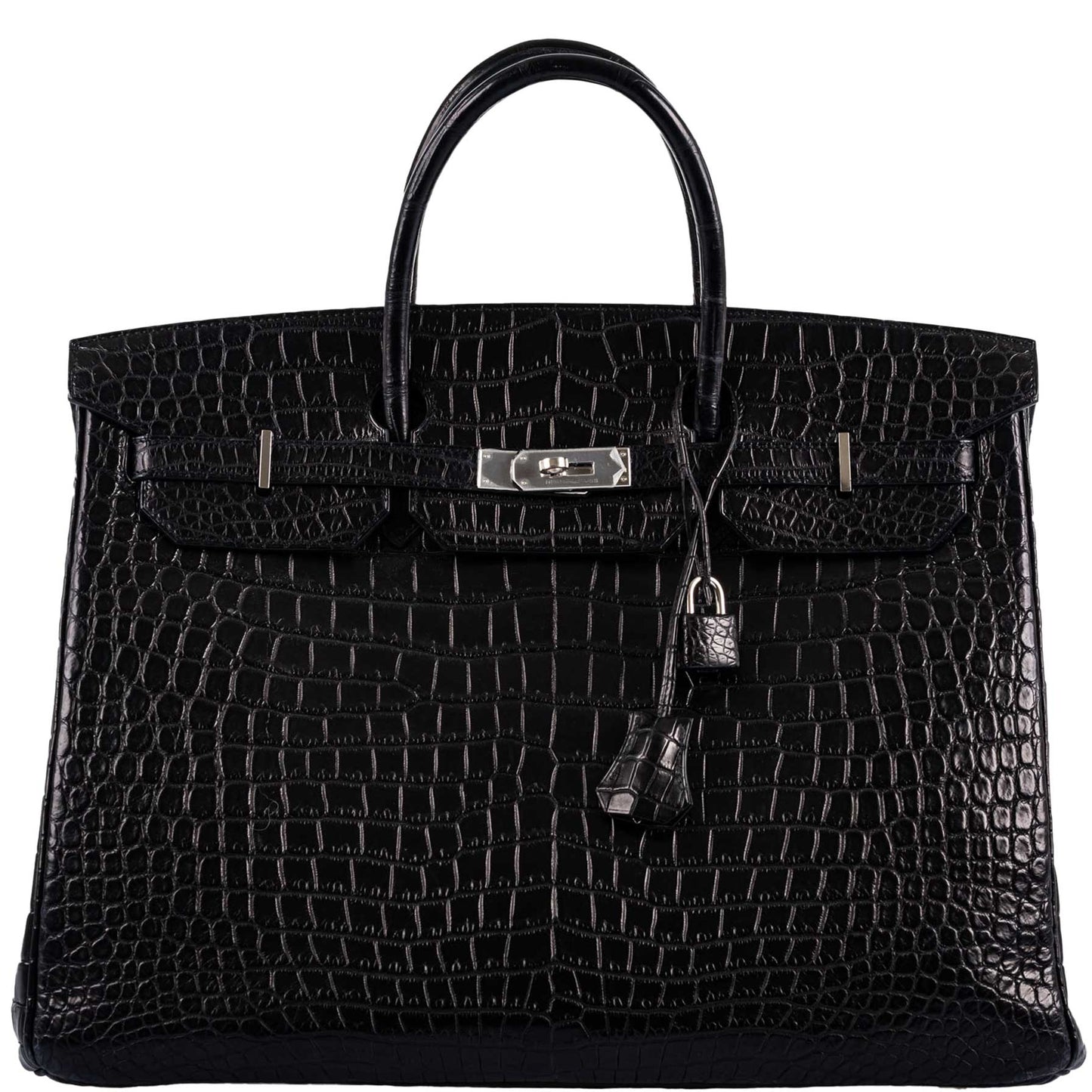 Hermes Birkin 40 Black Matte Porosus Crocodile Palladium Hardware