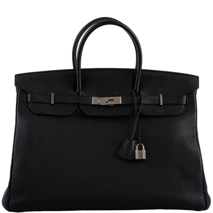 Hermes Birkin 40 Black Togo leather Palladium Hardware - 2008, L Square