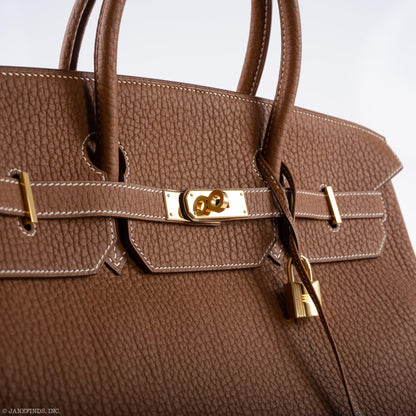 Hermes Birkin 40 Gold Fjord Leather Gold Hardware - Square L