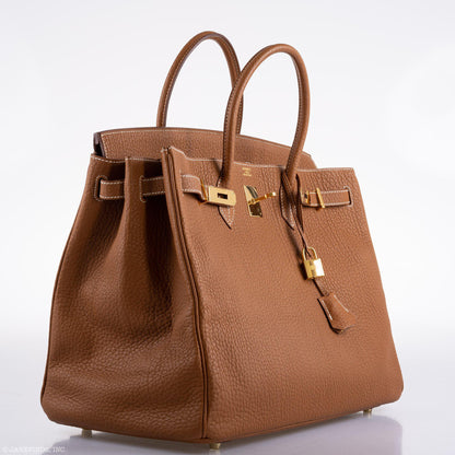 Hermes Birkin 40 Gold Fjord Leather Gold Hardware - Square L