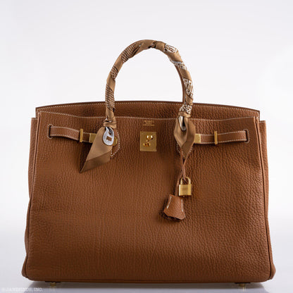 Hermes Birkin 40 Gold Fjord Leather Gold Hardware - Square L