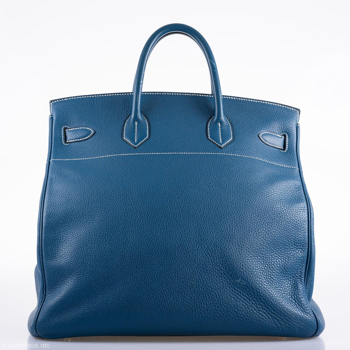 Hermes Birkin 40 HAC Blue Thalassa Togo & White Stitching Palladium Hardware - 2003, G Square