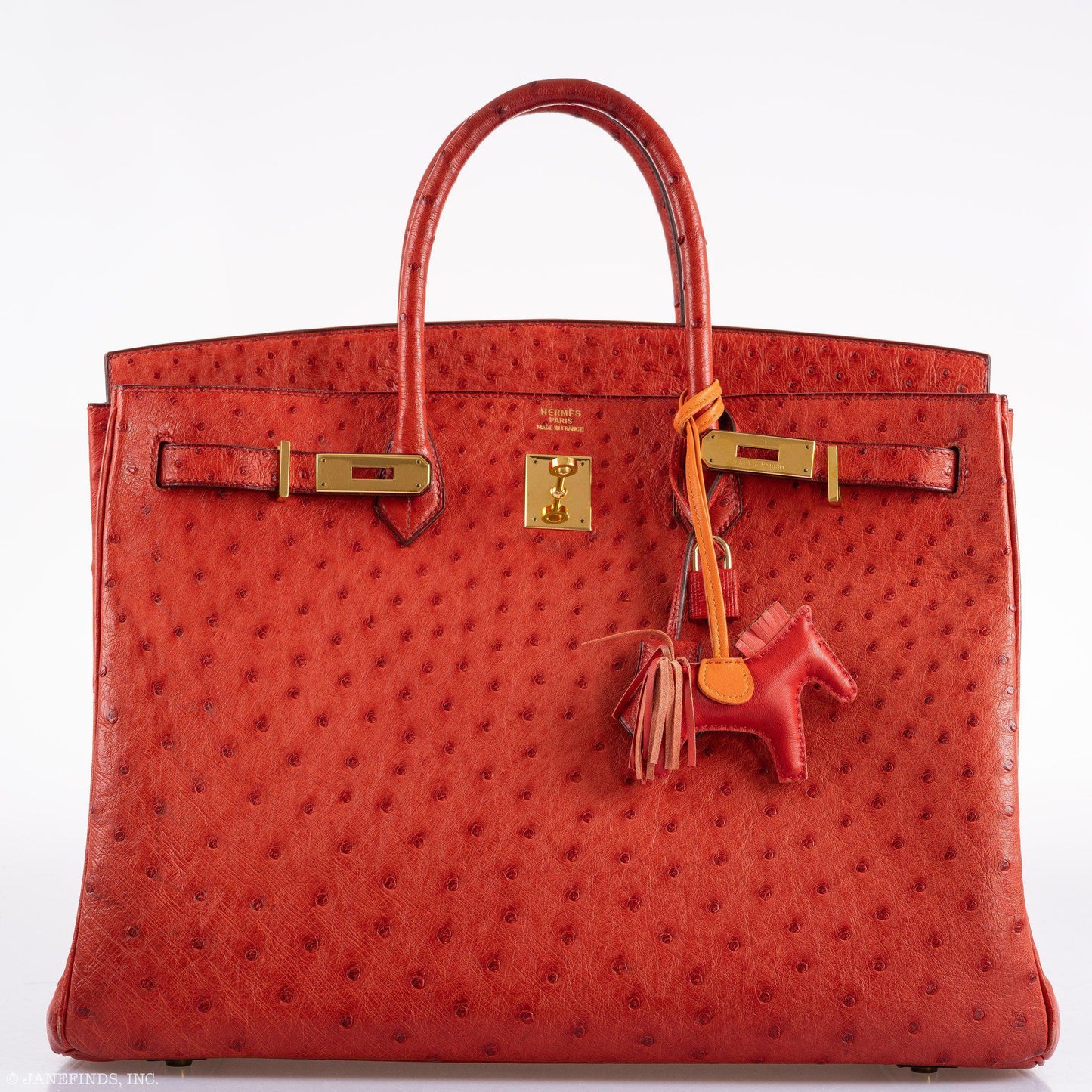 Hermes Birkin 40 Rouge Vif Ostrich with Gold Hardware - 1993, W Circle