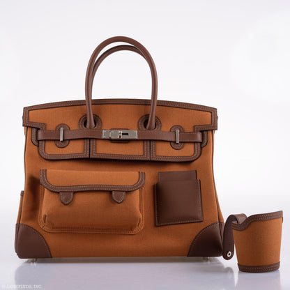 Hermes Birkin Cargo 35 Marron d’Inde Swift & Gold Canvas Palladium Hardware - 2020, Y