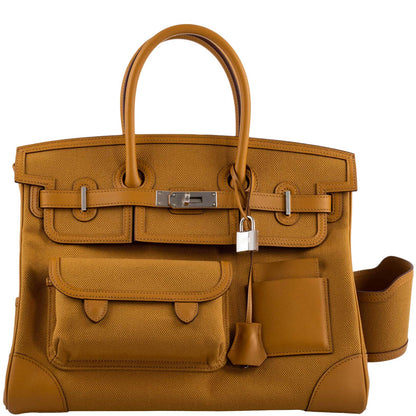 Hermes Birkin Cargo 35 Sesame Swift & Canvas Palladium Hardware - 2020, Y