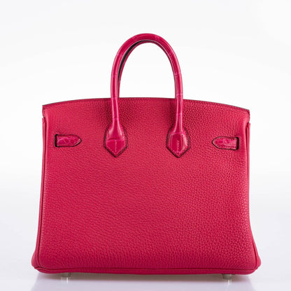 Hermes Birkin Touch 25 Framboise Togo & Matte Alligator Palladium Hardware - 2021, Z