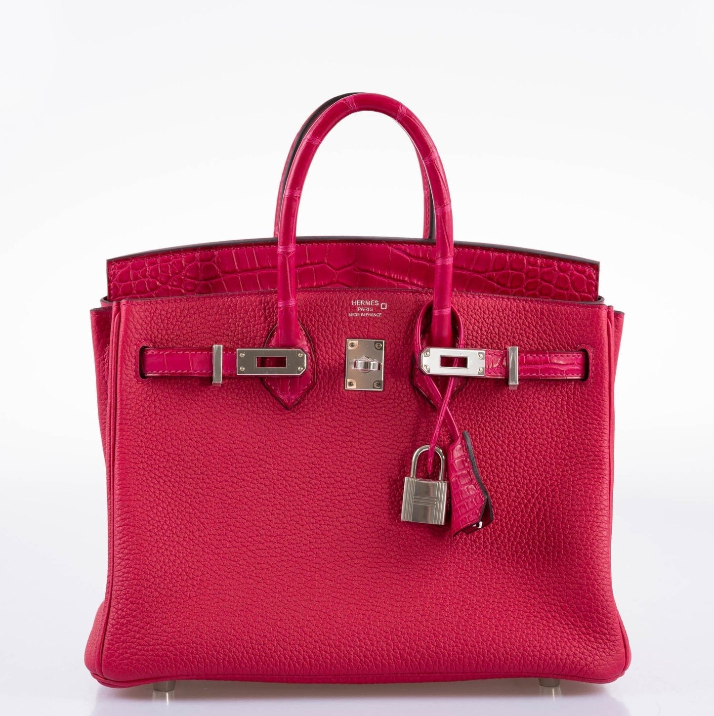 Hermes Birkin Touch 25 Framboise Togo & Matte Alligator Palladium Hardware - 2021, Z