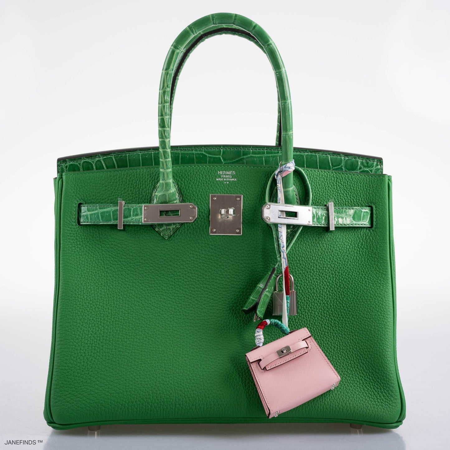 Hermes Birkin Touch 30 Bambou (Bamboo) Togo & Cactus Niloticus Crocodile Palladium Hardware - 2020, Y