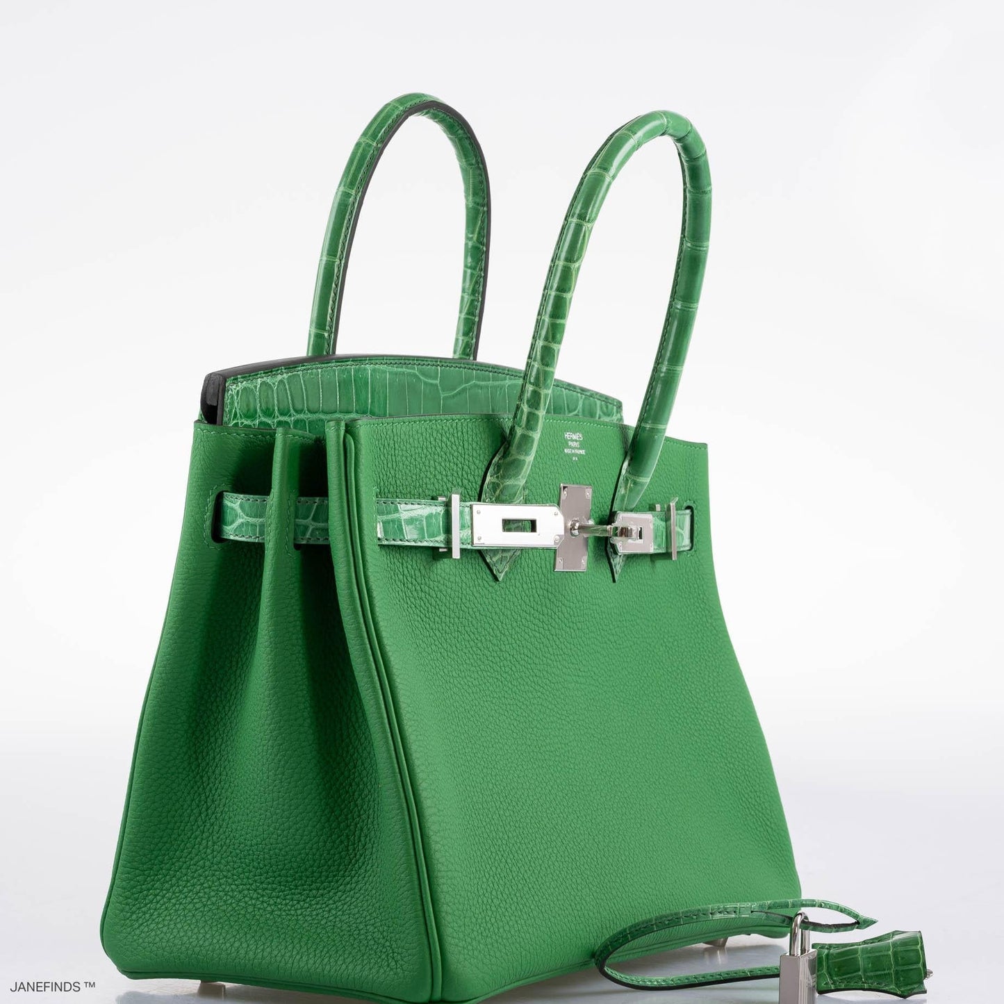 Hermes Birkin Touch 30 Bambou (Bamboo) Togo & Cactus Niloticus Crocodile Palladium Hardware - 2020, Y