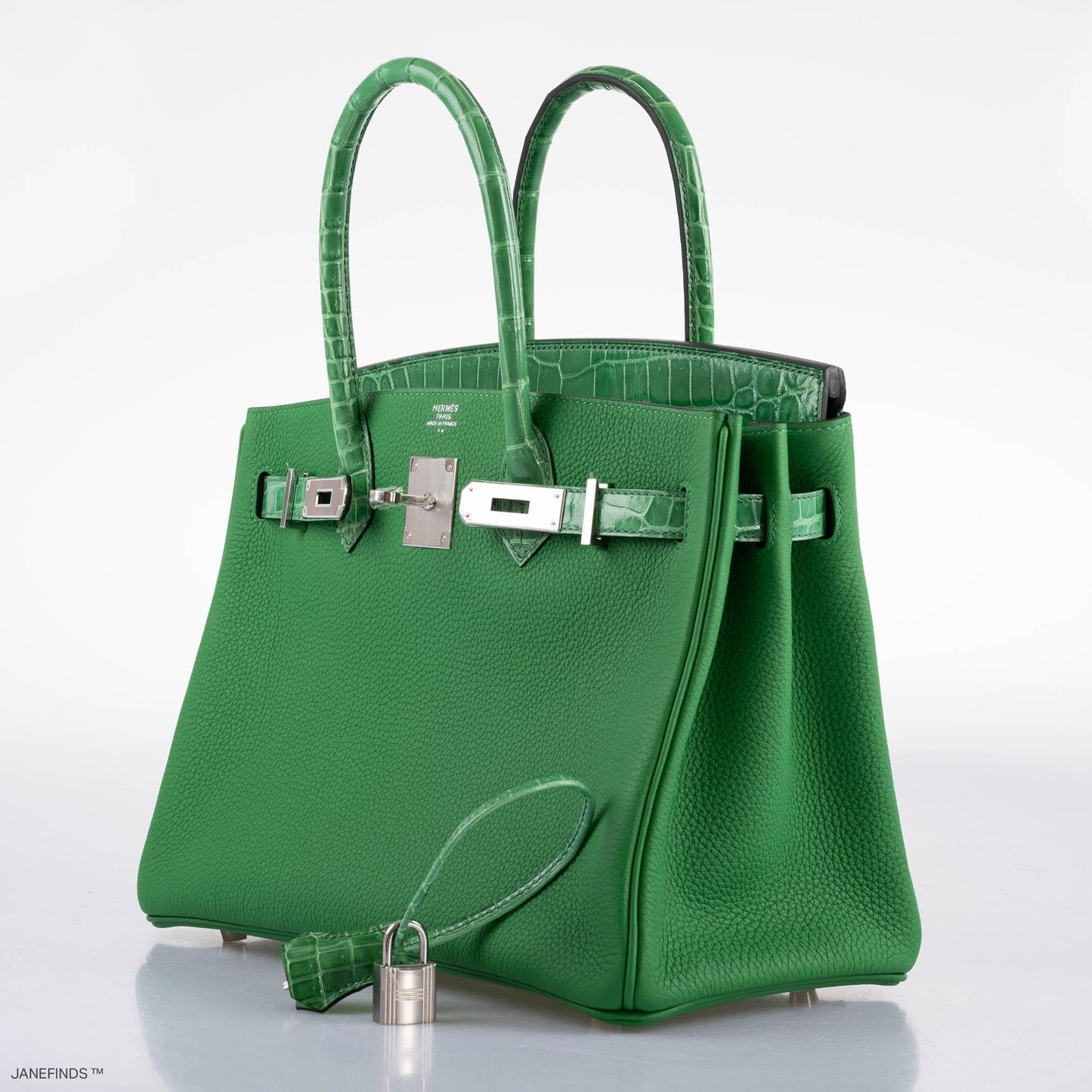 Hermes Birkin Touch 30 Bambou (Bamboo) Togo & Cactus Niloticus Crocodile Palladium Hardware - 2020, Y