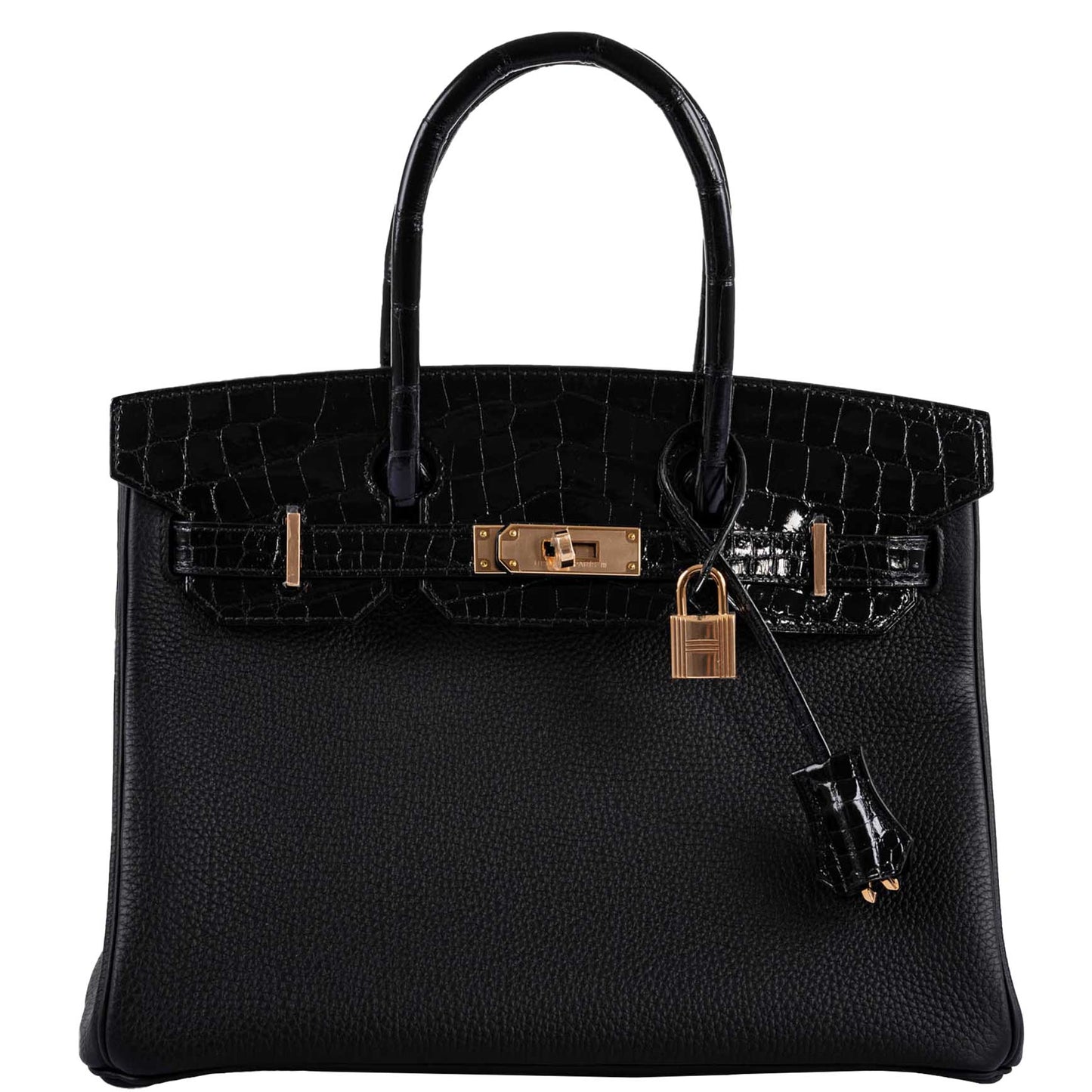 Hermes Birkin Touch 30 Black Novillo & Niloticus Crocodile Rose Gold Hardware - 2020, Y