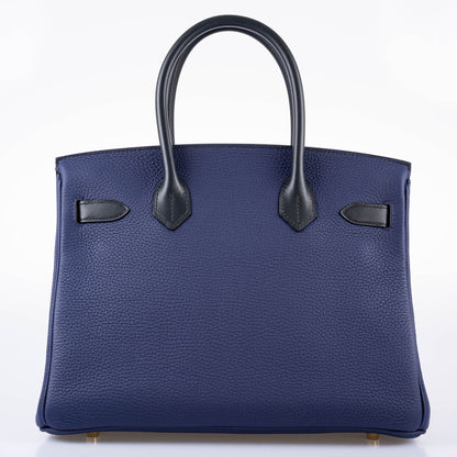 Hermes Birkin Touch 30 Bleu Encre Sombrero & Bleu Obscur Taurillon Clemence Gold Hardware - 2020, Y