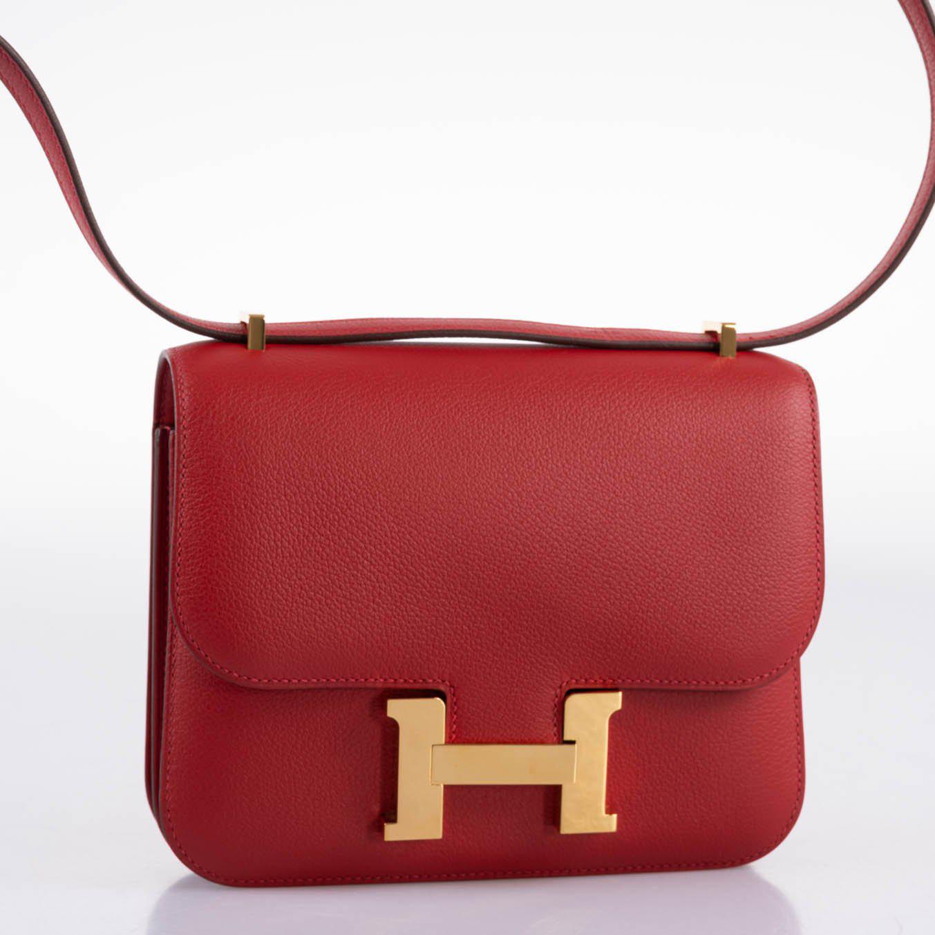 Hermes Constance 18 Rouge Casaque Tadelakt leather Gold Hardware - 2018, C