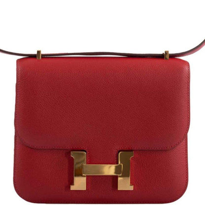 Hermes Constance 18 Rouge Casaque Tadelakt leather Gold Hardware - 2018, C