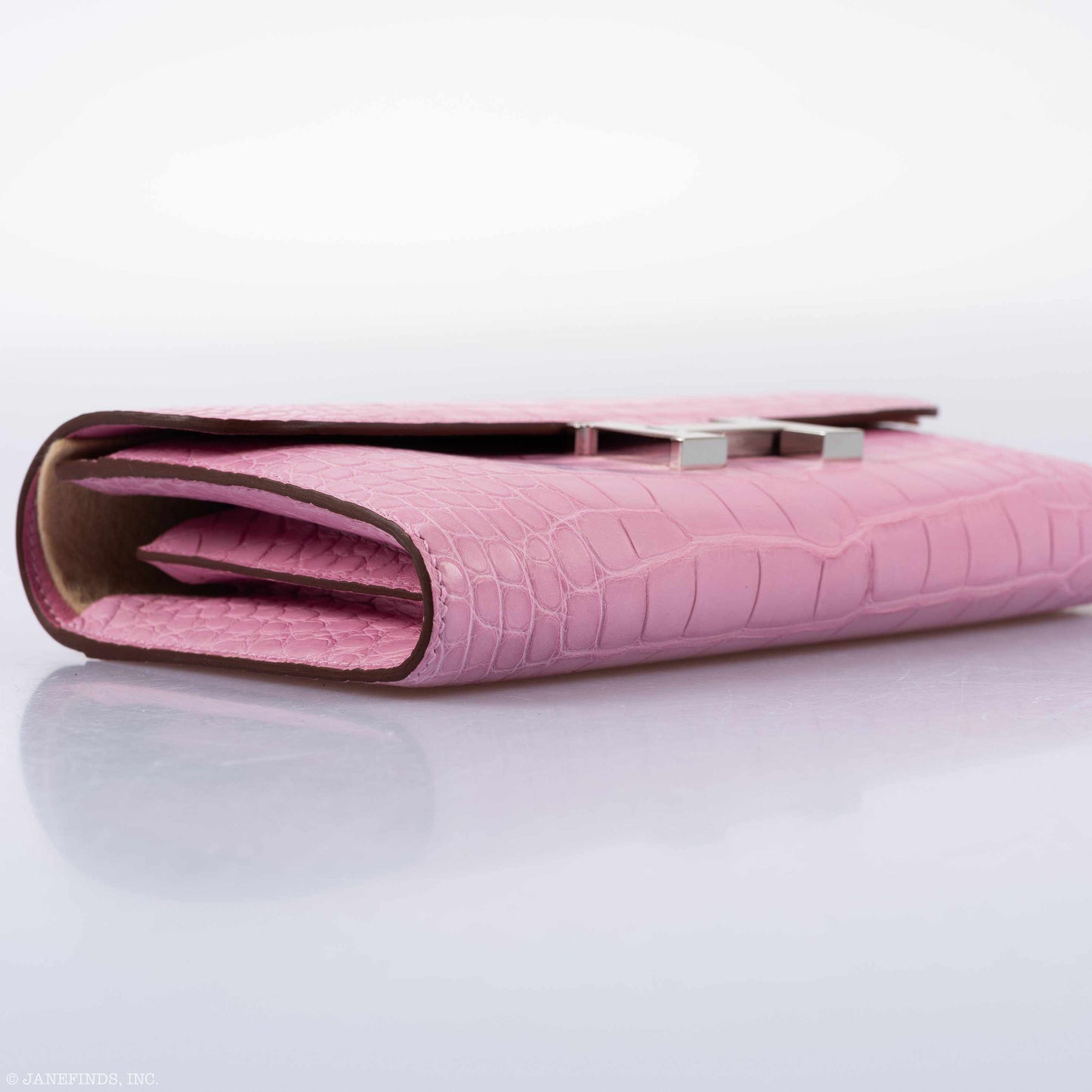 Hermes Constance Long Wallet Bubblegum Pink 5P Matte Alligator Palladium Hardware - 2020, Y