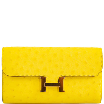 Hermes Constance Long to Go Wallet Citron Ostrich Gold Hardware - 2020, Y