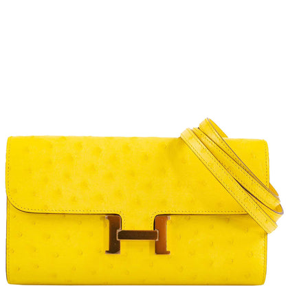 Hermes Constance Long to Go Wallet Citron Ostrich Gold Hardware - 2020, Y