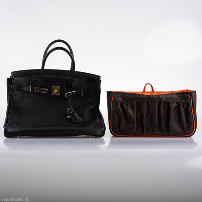 Hermes Ghillies Birkin 35 Black Togo & Evergrain with Palladium Hardware - 2015, T