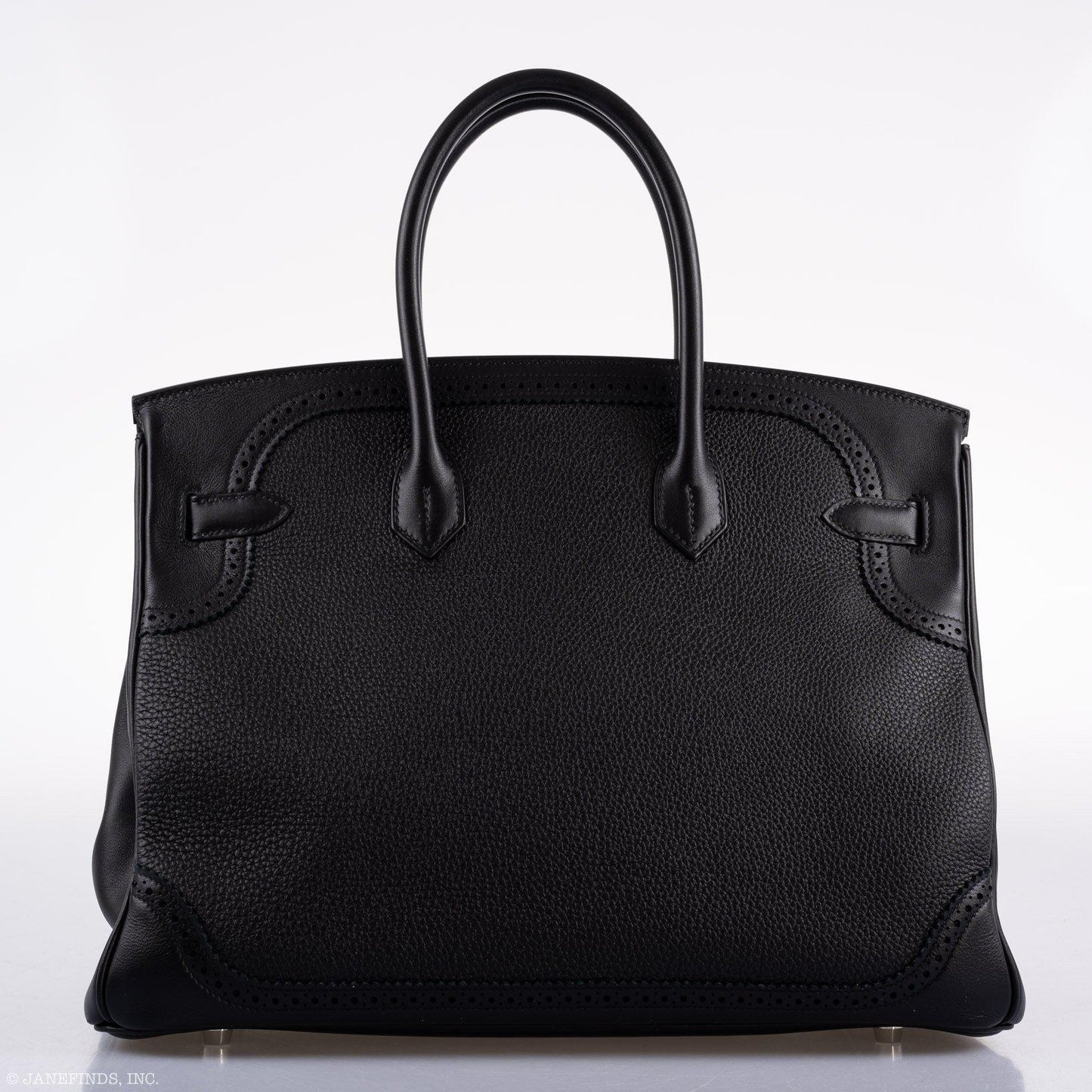 Hermes Ghillies Birkin 35 Black Togo & Evergrain with Palladium Hardware - 2015, T