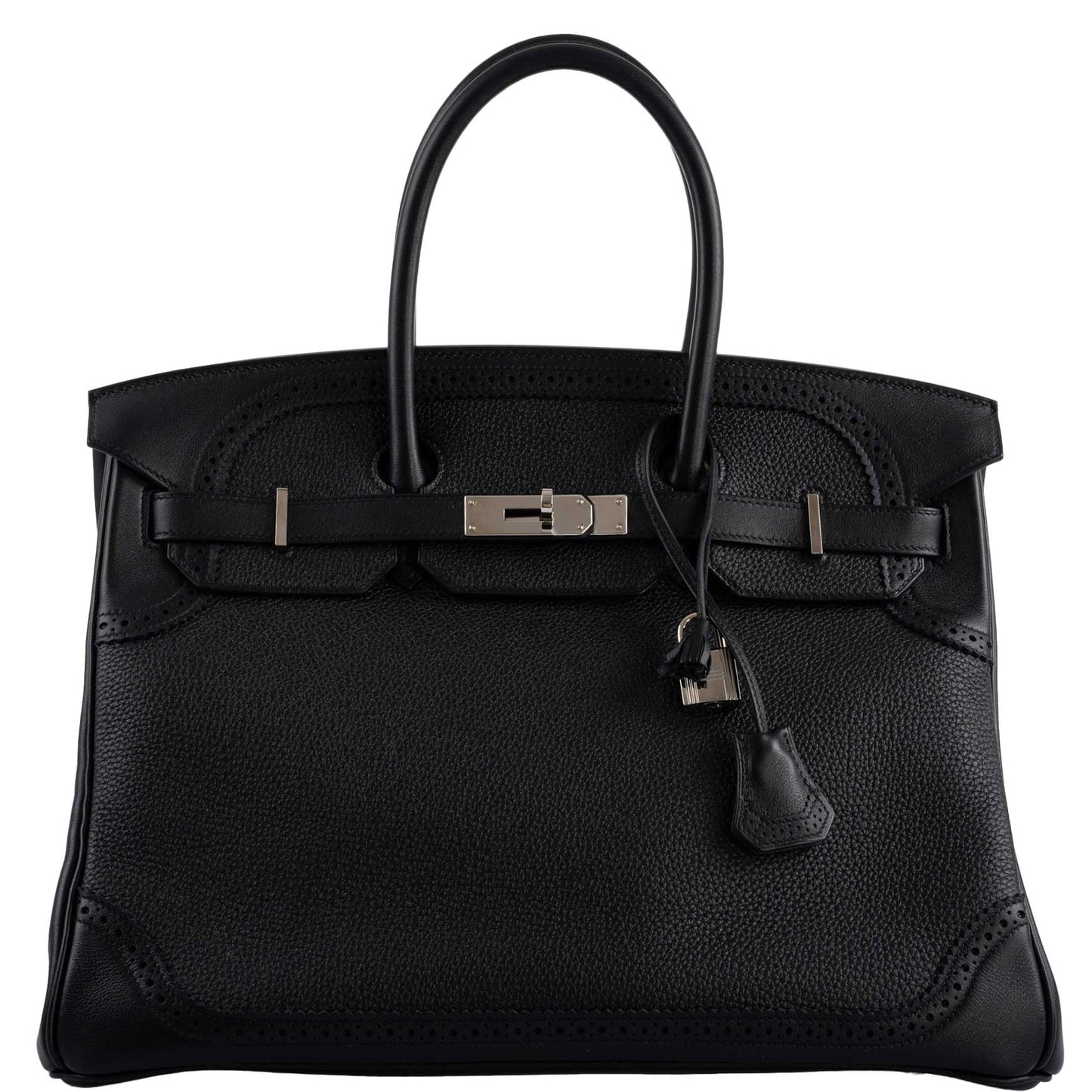 Hermes Ghillies Birkin 35 Black Togo & Evergrain with Palladium Hardware - 2015, T