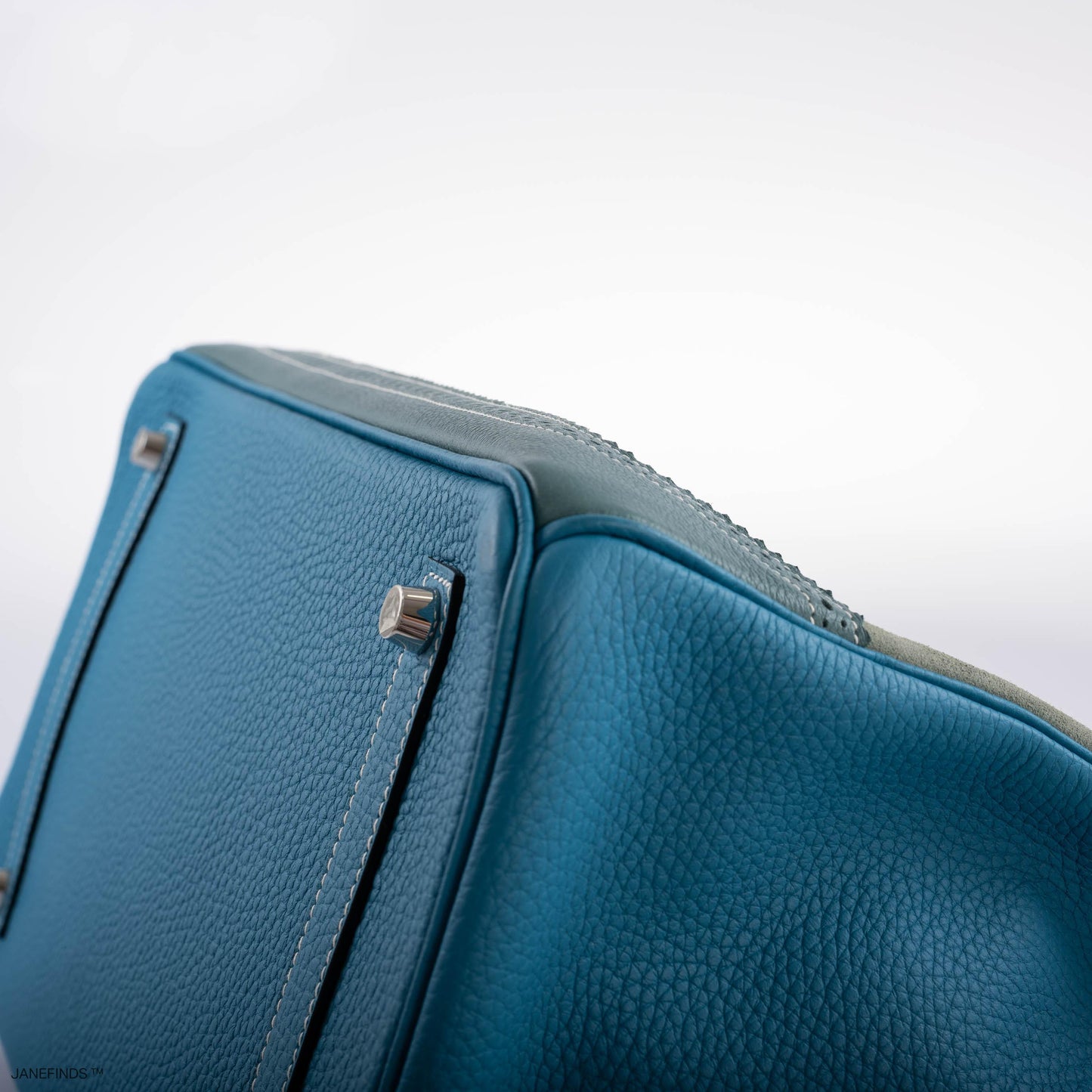 Hermes Ghillies Birkin 35 Ciel Doblis, Turquoise Togo & Blue Jean Swift with Palladium Hardware - 2015, T