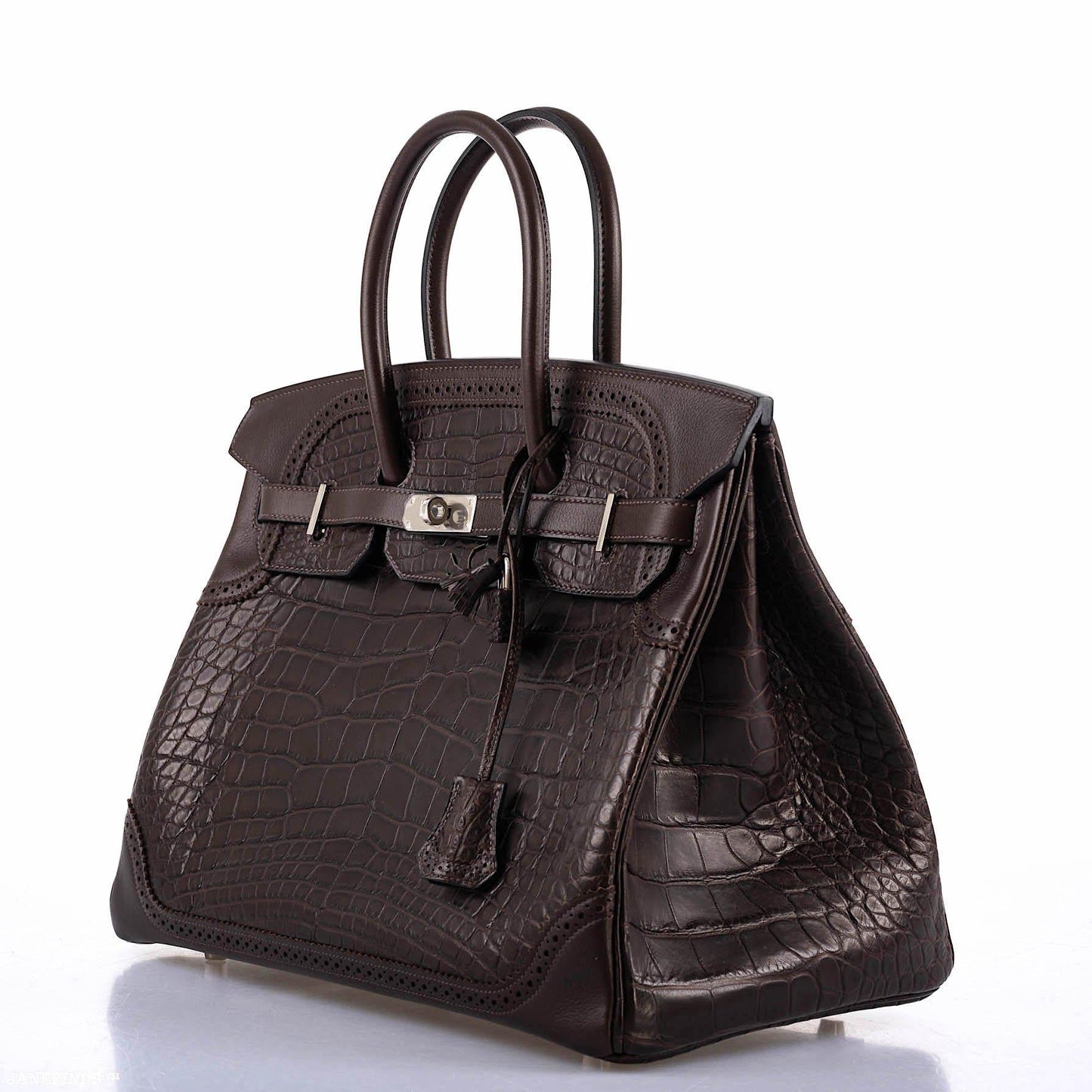 Hermes Ghillies Birkin 35 Matte Ebene Alligator & Swift with Palladium Hardware - 2016, X