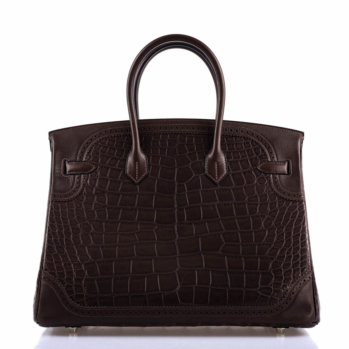 Hermes Ghillies Birkin 35 Matte Ebene Alligator & Swift with Palladium Hardware - 2016, X